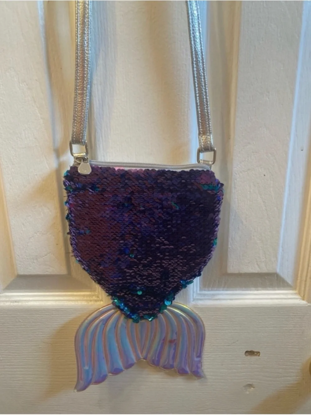 Justice Teal Sequin Mermaid Crossbody Bag with Iridescent Tail